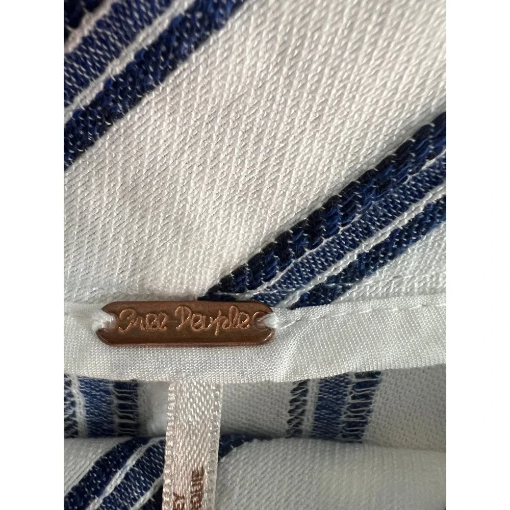 Free People Womens XS Blue White Striped Wide Leg High Waisted Pants